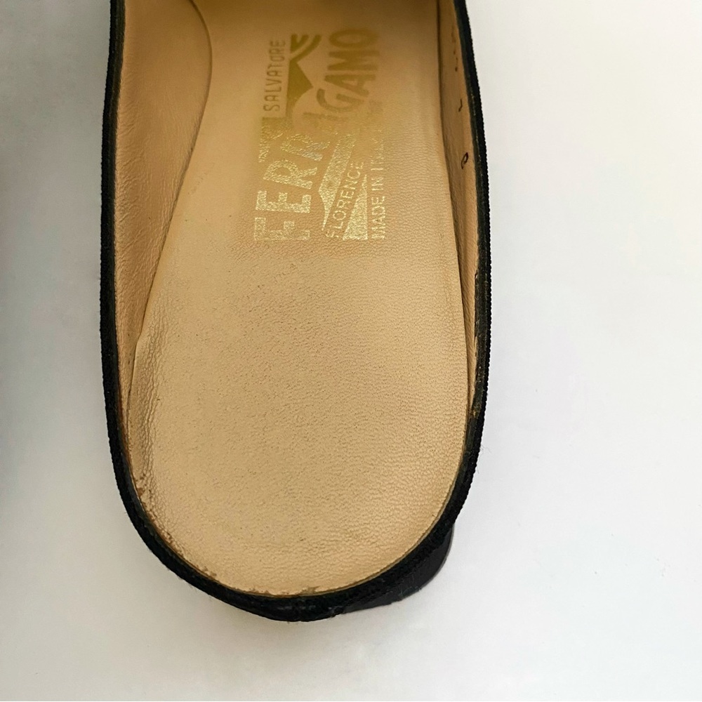 SALVATORE FERRAGAMO black fabric buckle strap detail slip on mules loafer - Picture 12 of 13